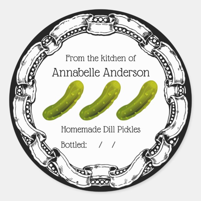 Dill Pickles Label personalisieren Runder Aufkleber (Vorderseite)