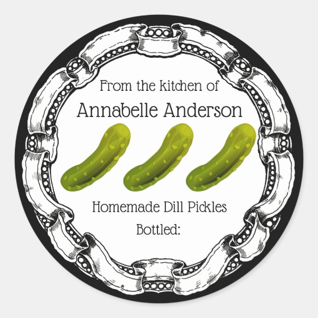 Dill Pickles Label personalisieren Runder Aufkleber (Vorderseite)