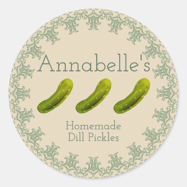 Dill Pickles Label Runder Aufkleber (Vorderseite)
