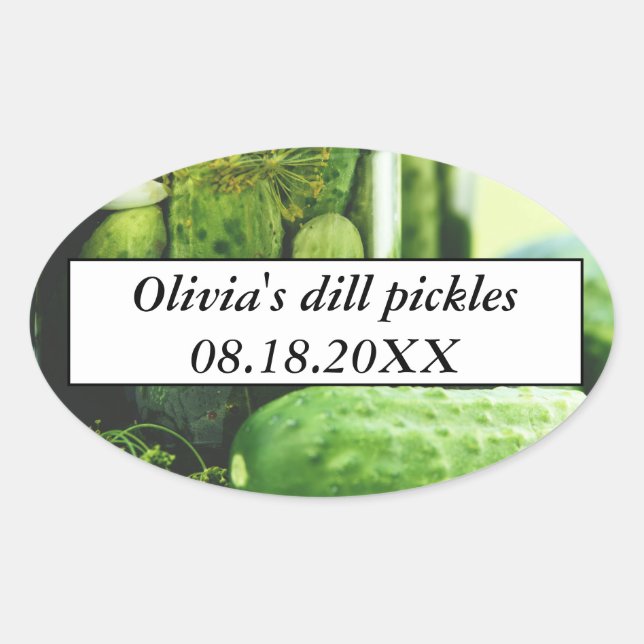 Dill Pickles Mason Jars Cucumbers hausgemachte Leb Ovaler Aufkleber (Vorderseite)