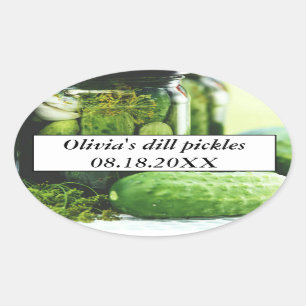 Dill Pickles Mason Jars Cucumbers hausgemachte Leb Ovaler Aufkleber