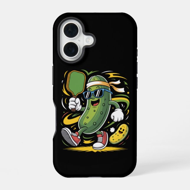 Dillgurke spielt Pickleball iPhone 16 Hülle (Rückseite)