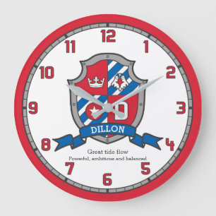 Dillon boys name meaning heraldry knights shield große wanduhr