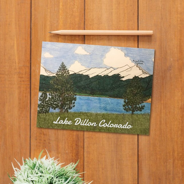 Dillon Colorado-See Farbige Bleistift-Illustration Postkarte (Von Creator hochgeladen)