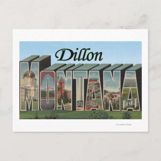 Dillon, Montana - Große Buchstabenszenen Postkarte (Vorderseite)