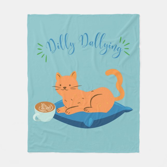 Dilly Dallying Orange Cat Fleecedecke (Vorderseite)