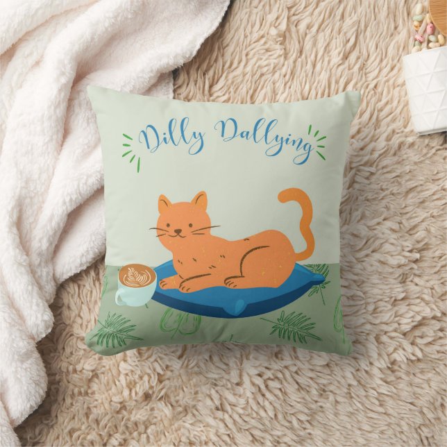 Dilly Dallying Orange Cat Kissen (Decke)