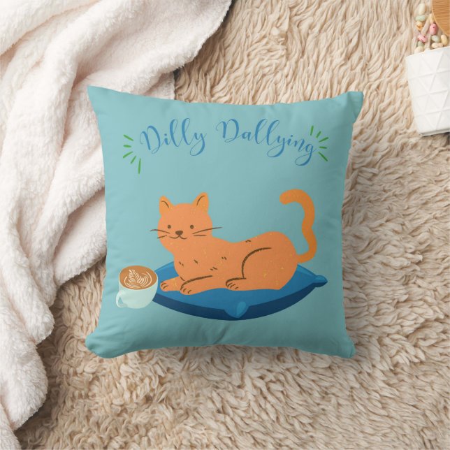 Dilly Dallying Orange Cat Kissen (Decke)