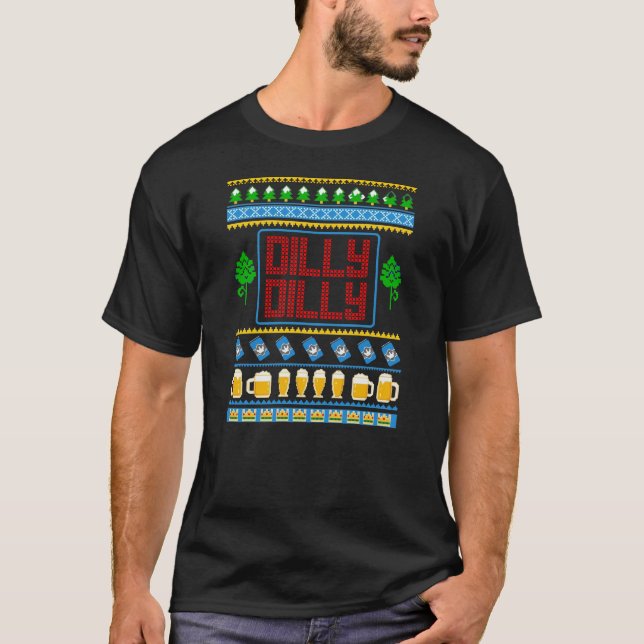 Dillydilly-Bier-hässliches Weihnachten T-Shirt (Vorderseite)