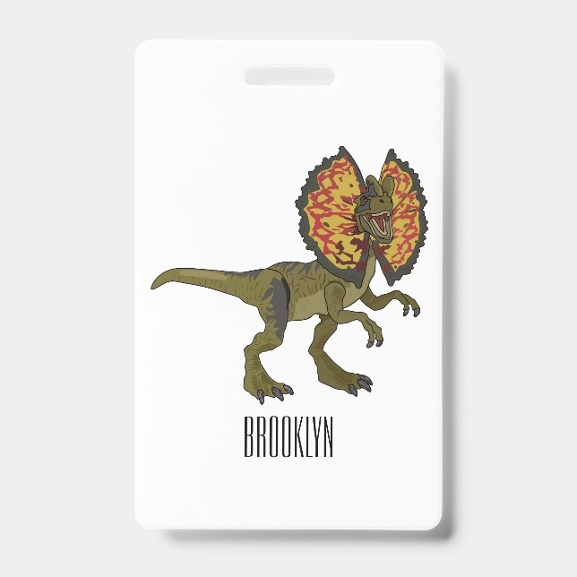 Dilophosaurus-Cartoon Ausweis (Vorderseite)