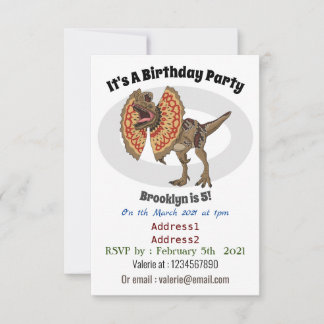 Dilophosaurus-Cartoon Einladung