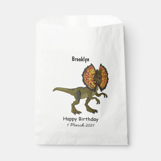 Dilophosaurus-Cartoon Geschenktütchen (Vorderseite)