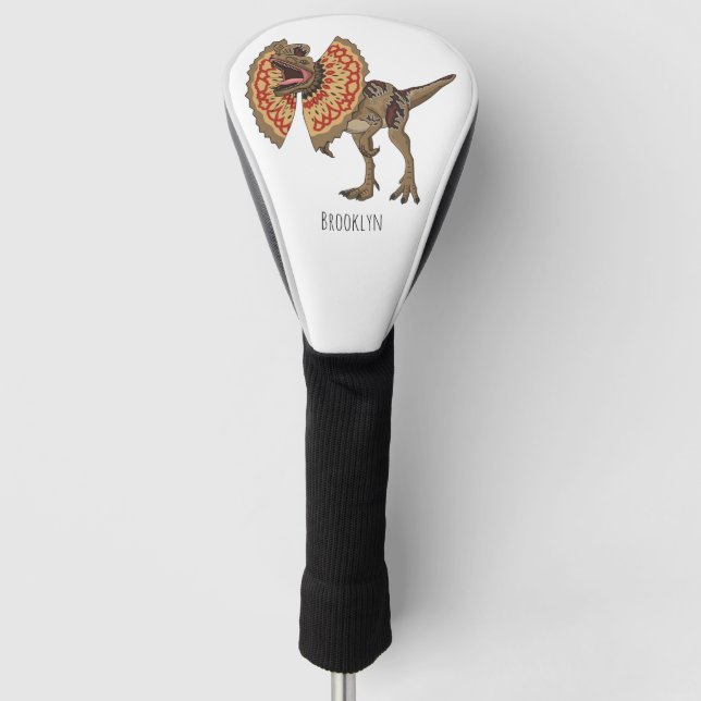 Dilophosaurus-Cartoon Golf Headcover (Vorderseite)