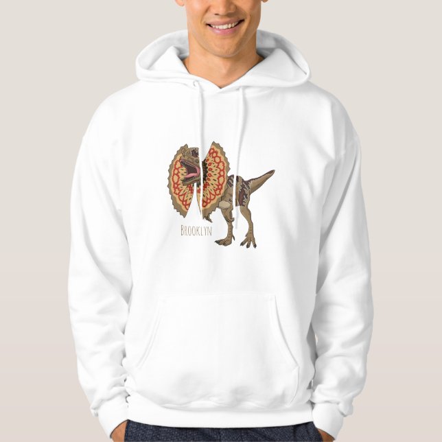 Dilophosaurus-Cartoon Hoodie (Vorderseite)