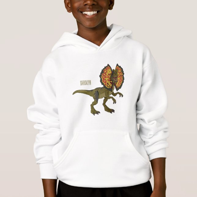 Dilophosaurus-Cartoon Hoodie (Vorderseite)