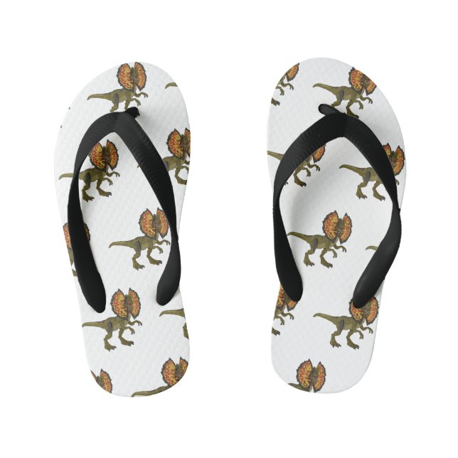 Dilophosaurus-Cartoon Kinderbadesandalen (Fußbett)