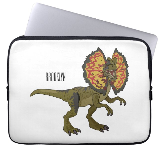 Dilophosaurus-Cartoon Laptopschutzhülle (Vorderseite)