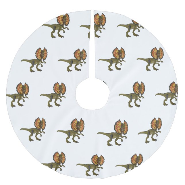 Dilophosaurus-Cartoon Polyester Weihnachtsbaumdecke (Vorderseite)