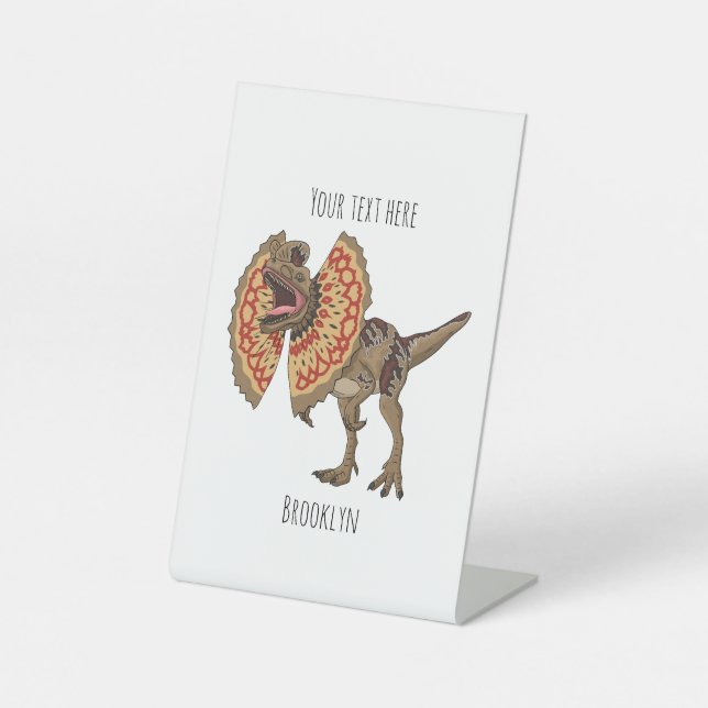 Dilophosaurus-Cartoon Sockelschild (Vorderseite)