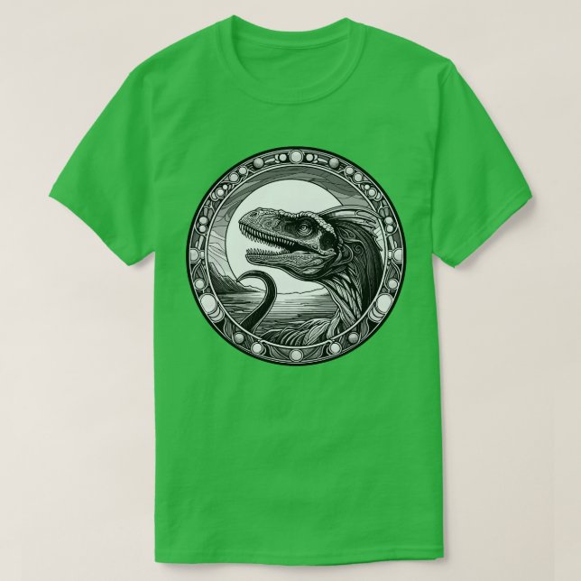 Dilophosaurus Dinosaur in einem Jugendstil T-Shirt (Design vorne)