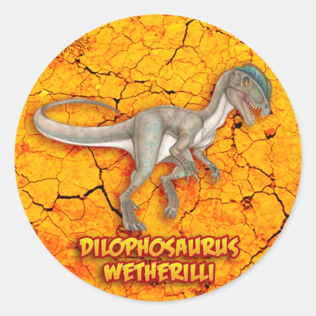 Dilophosaurus Runder Aufkleber (Vorderseite)