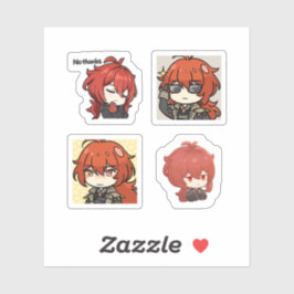 Diluc Genshin Impact 4er Stickerbogen Aufkleber