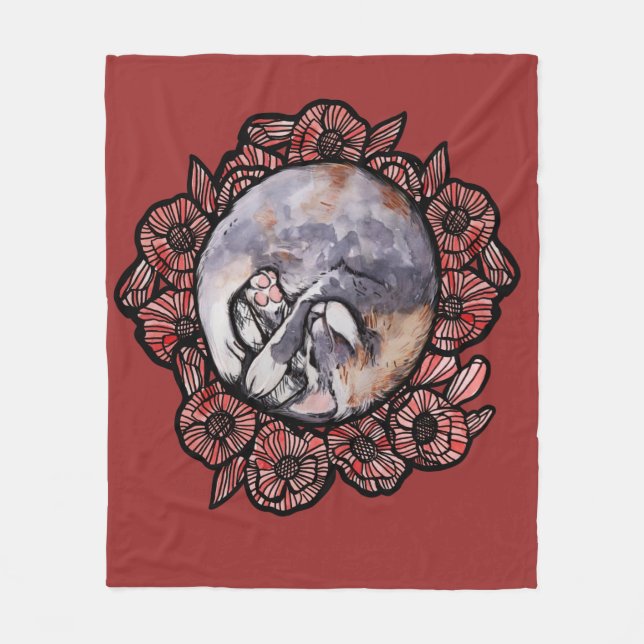 Dilute Calico Kitty Cat Red Poppy Blume Cats Fleecedecke (Vorderseite)
