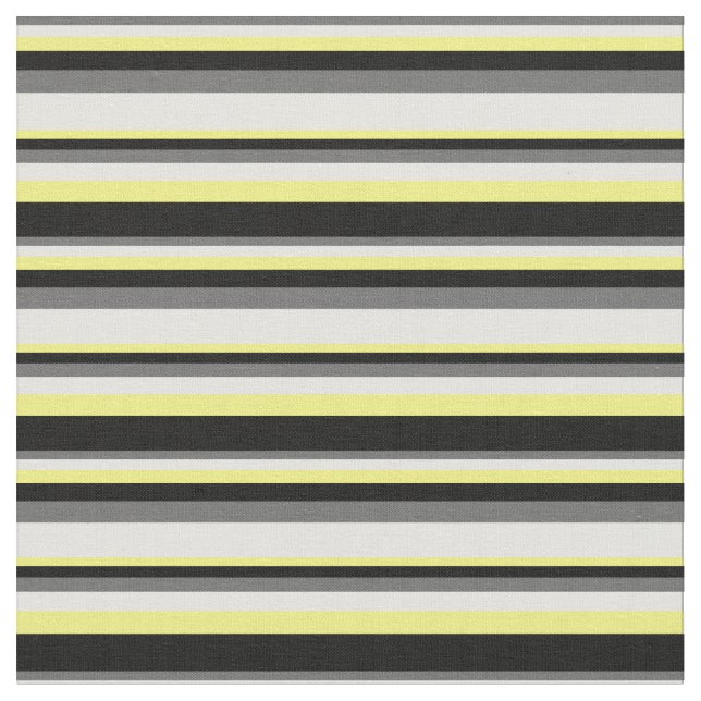 Dim Grau, Light Cyan, Gelb & Schwarz Muster Stoff (Nahaufnahme)