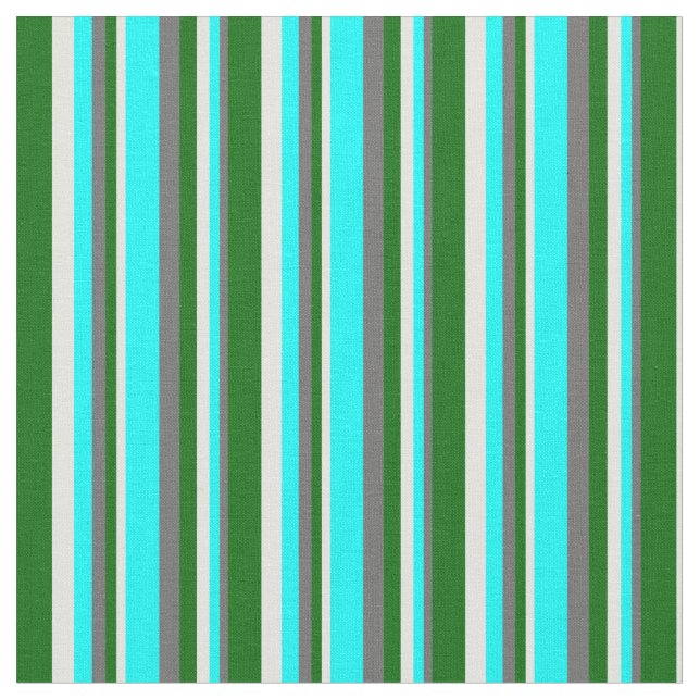 Dim Gray, Cyan, Light Cyan & Dark Green Pattern Stoff (Nahaufnahme)