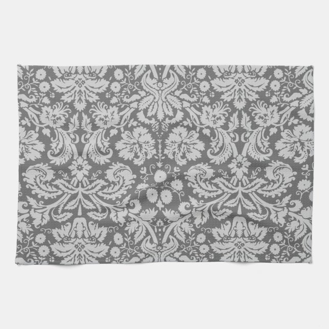 Dim Gray Damask Geschirrtuch (Horizontal)