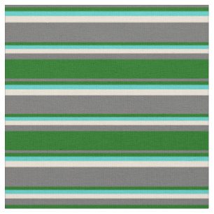 Dim Gray, Dark Green, Türkis und Bisque Lines Stoff