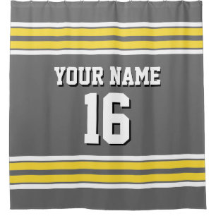 Dim Gray mit Yellow White Stripes Sports Jersey Duschvorhang
