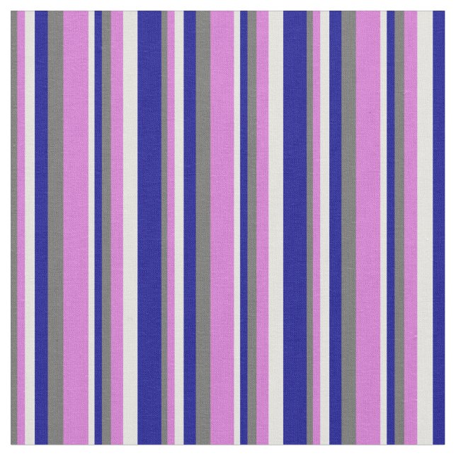 Dim Gray, Orchid, Light Cyan & Dark Blue Lines Stoff (Nahaufnahme)