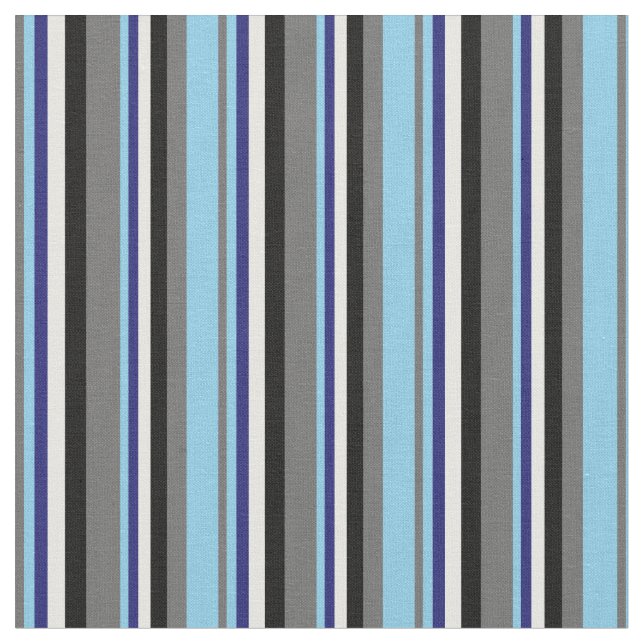 Dim Gray, Sky Blue, Midnight Blue, White & Black Stoff (Nahaufnahme)