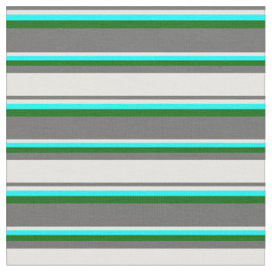 Dim Gray, White, Aqua & Dark Green Lines Stoff