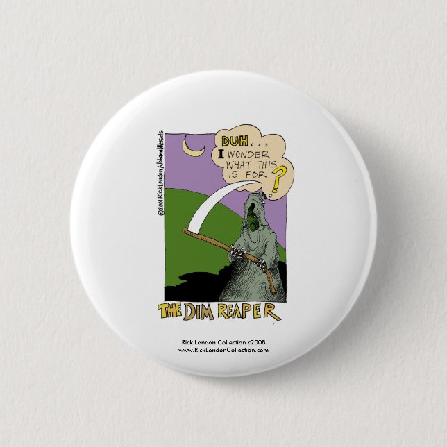 Dim Sensenmann Halloween Funny Cartoon Button (Vorderseite)