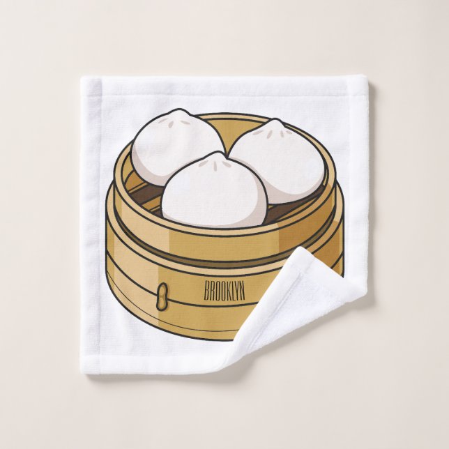 Dim sum Cartoon Illustration Badhandtuch Set (Waschlappen)