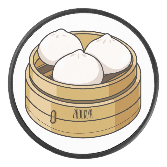 Dim sum Cartoon Illustration Eishockey Puck (Vorderseite)