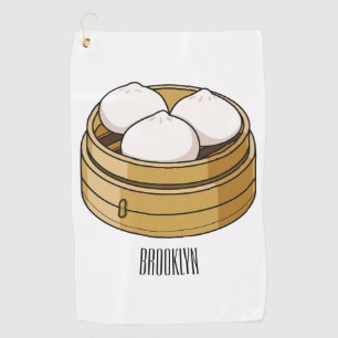 Dim sum Cartoon Illustration Golfhandtuch
