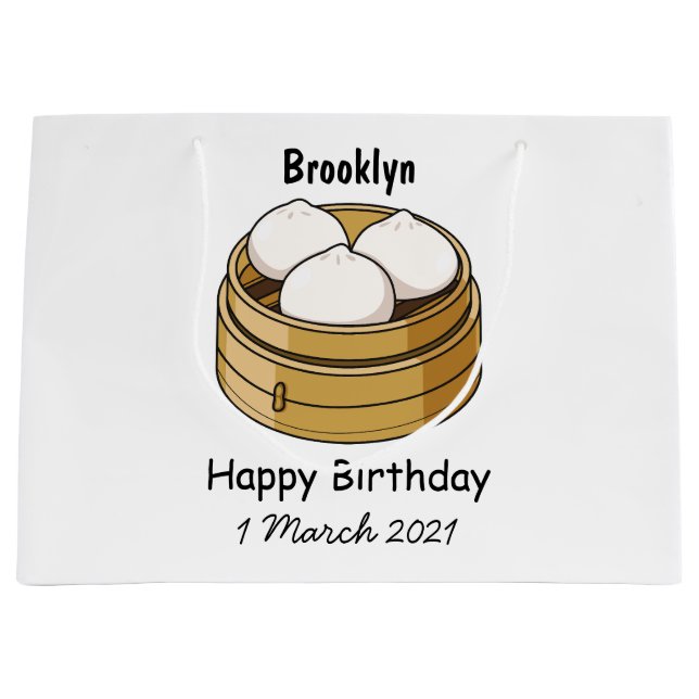 Dim sum Cartoon Illustration Große Geschenktüte (Vorderseite)