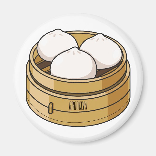 Dim sum Cartoon Illustration Magnet (Vorne)