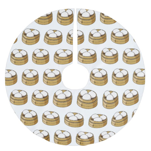 Dim sum Cartoon Illustration Polyester Weihnachtsbaumdecke (Vorderseite)