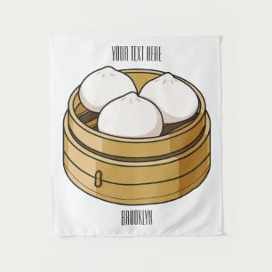 Dim sum Cartoon Illustration Wandteppich