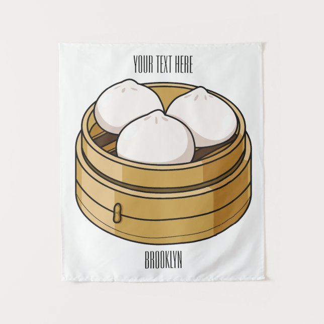 Dim sum Cartoon Illustration Wandteppich (Vorderseite)