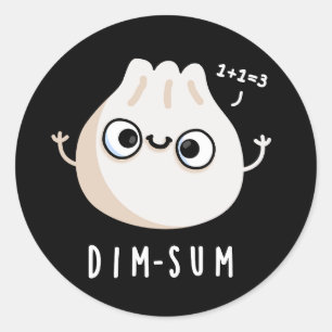 Dim-sum Funny Dimsum Math Pun Dark BG Runder Aufkleber