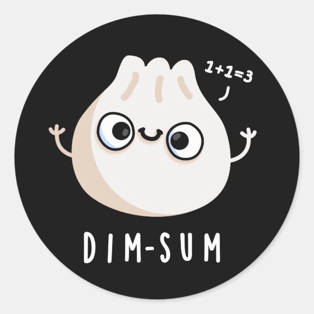 Dim-sum Funny Dimsum Math Pun Dark BG Runder Aufkleber (Vorderseite)