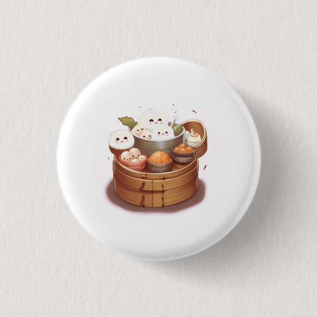 Dim Sum, Lebensmittel Thema Button (Vorderseite)