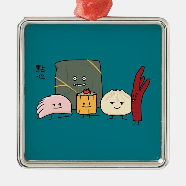 Dim Sum-Schweinefleisch Bao Shaomai chinesisches Ornament Aus Metall (Vorne)