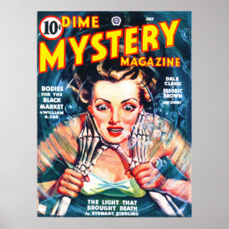 DIME MYSTERY Coole Vintage-Pulp-Magazin-Cover-Art Poster