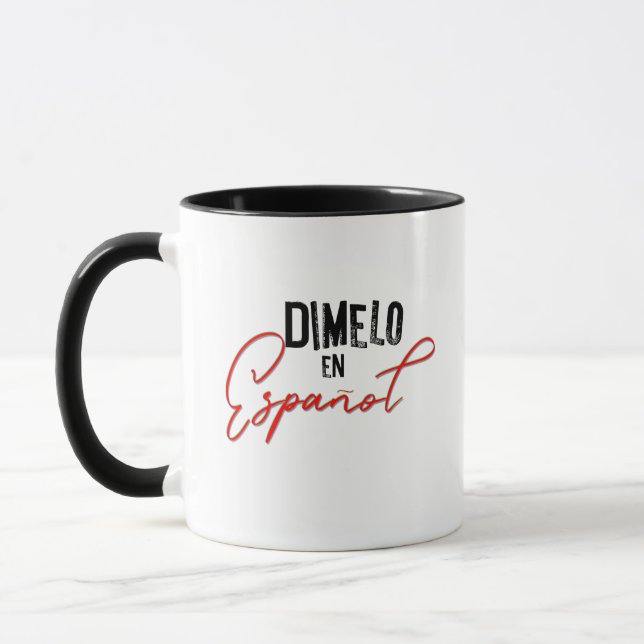 Dimelo En Espanol Spanischer zweisprachiger Lehrer Tasse (Links)